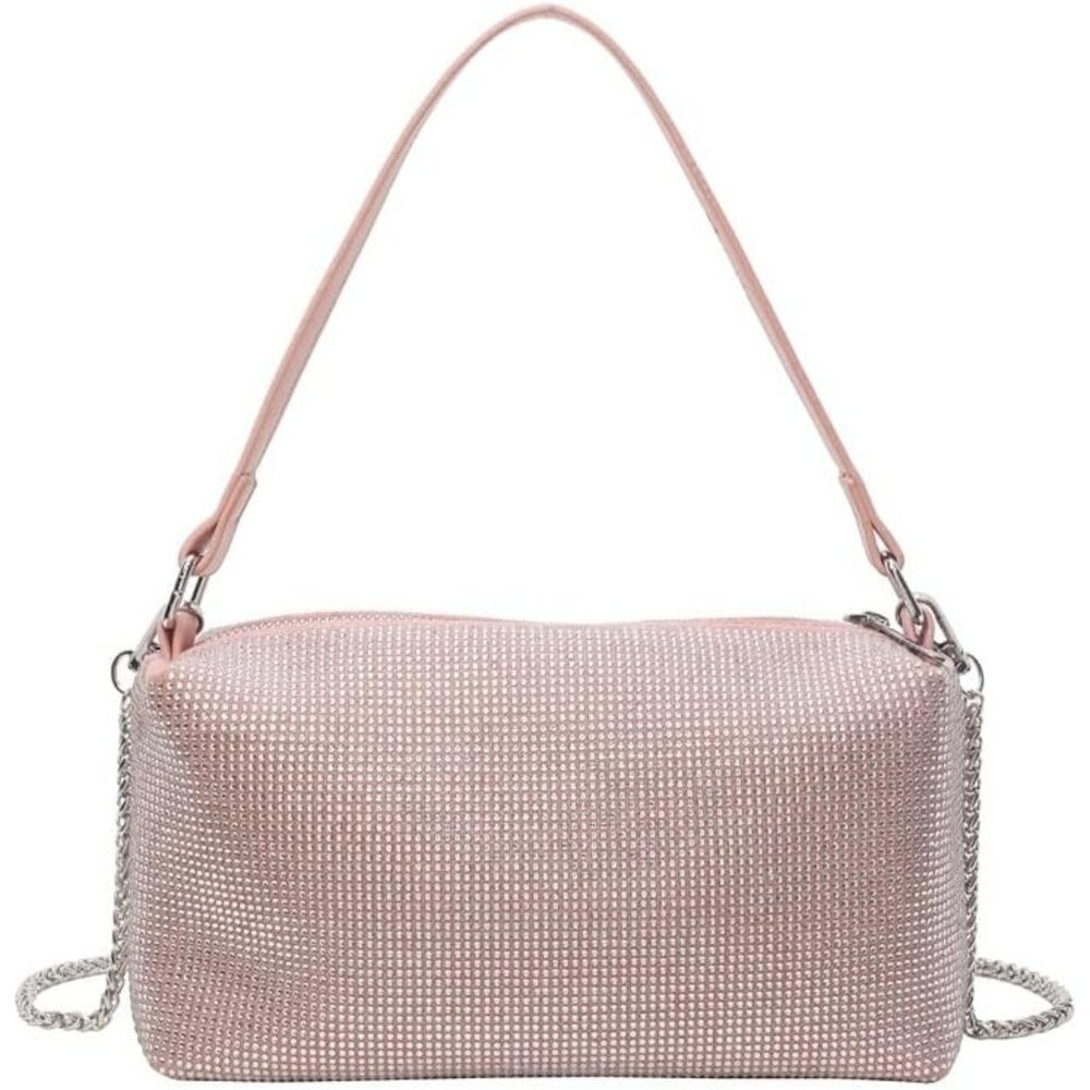 Womens Pink Bling Bling Crystals Evening Sparkling Crossbody Bag - Picture 1 of 1